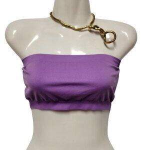 PURPLE Crop Top Stretchy Ribbed Bandeau Tube Top - One Size- NEW